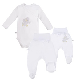 Komplet niemowlęcy Newborn biały - body, półśpiochy