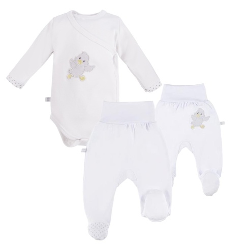 Komplet niemowlęcy Newborn biały - body, półśpiochy