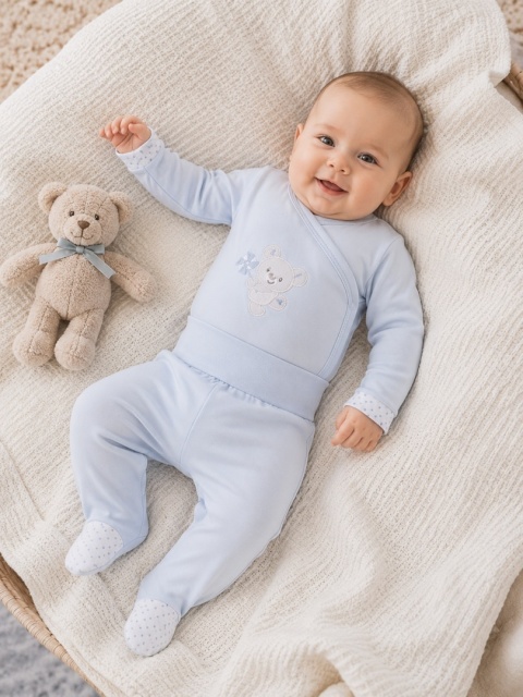 Komplet niemowlęcy Newborn błękitny - body, półśpiochy