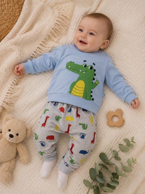 Komplet niemowlęcy z krokodylem – bluza + spodnie 86