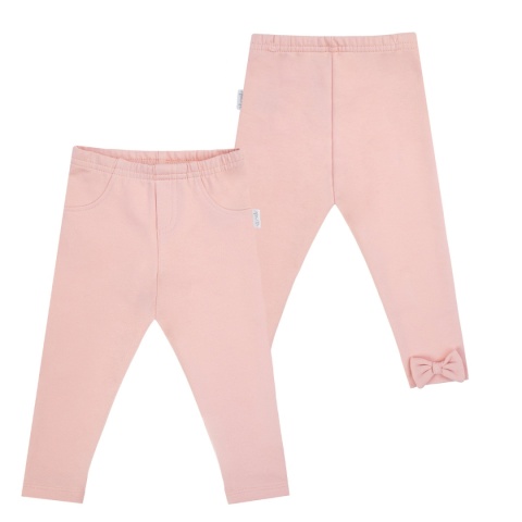 Legginsy z kokardkami dla dziewczynki - pudrowy róż