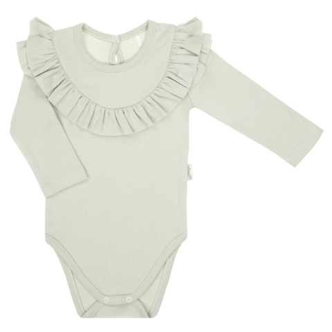 Oliwkowe body dla dziewczynki z falbankami "Lizy" 56-92