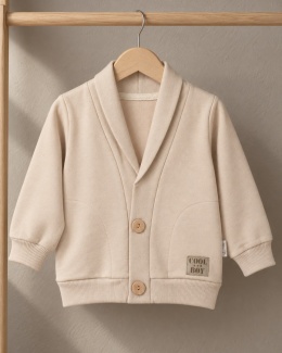 Beżowa bluza na guziczki dla chłopca - Teddy 56-146