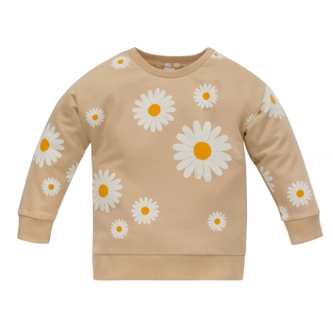 Bluza dla dziewczynki - beżowa w stokrotki 62-122