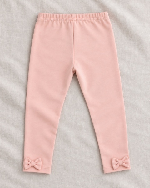 Legginsy z kokardkami dla dziewczynki - pudrowy róż