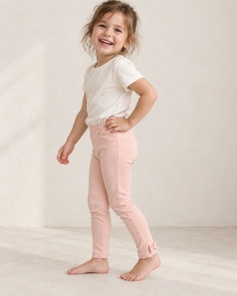 Legginsy z kokardkami dla dziewczynki - pudrowy róż