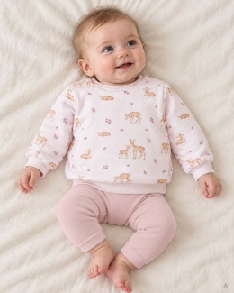 Bluza dresowa dla dziewczynki ecru w sarenki 68-128