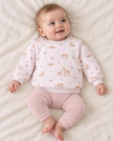 Bluza dresowa dla dziewczynki ecru w sarenki 68-128