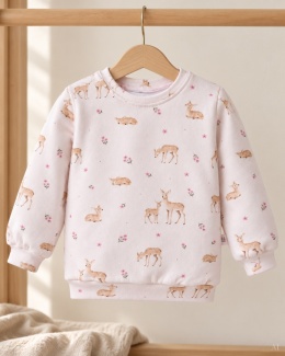 Bluza dresowa dla dziewczynki ecru w sarenki 68-128