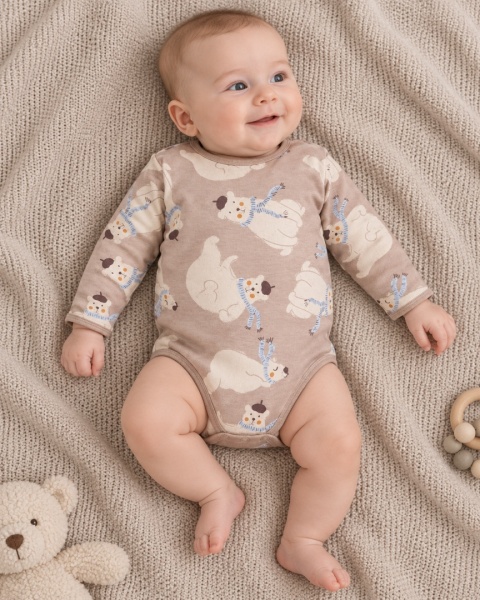 Body beżowe z misiami Beary Cool 74-98