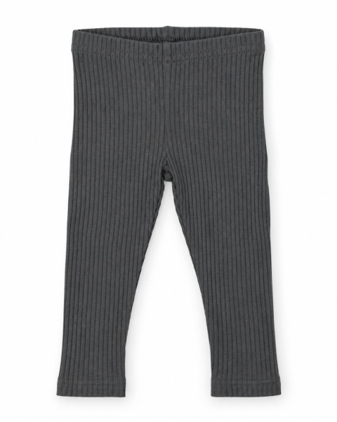 Legginsy z prążka dla dziewczynki - grafitowe 56-146