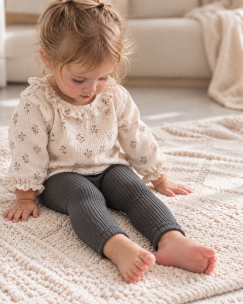 Legginsy z prążka dla dziewczynki - grafitowe 56-146