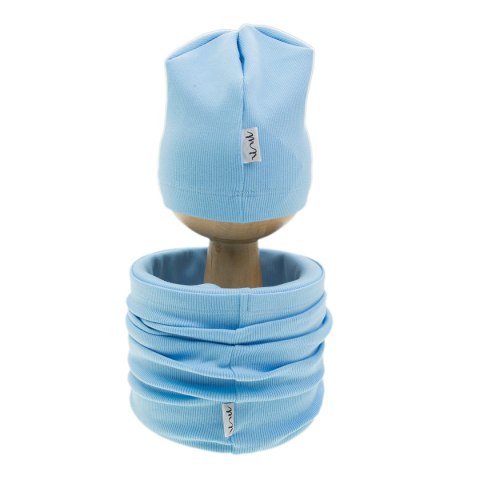 Komplet czapka + komin dla chłopca - niebieski 80-146