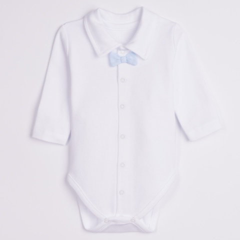 Komplet do chrztu dla chłopca błękitny: body, spodnie, bluza, czapka