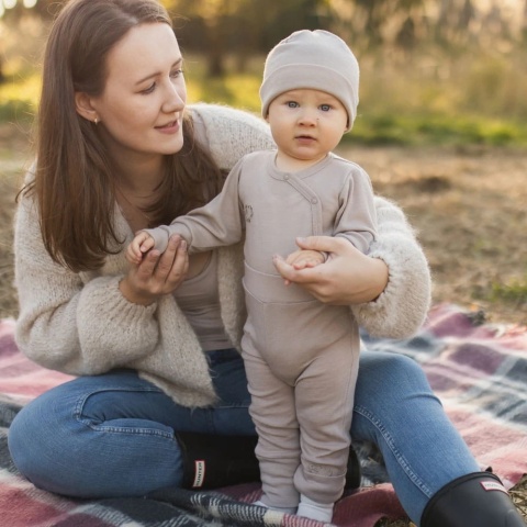 Legginsy merino niemowlęce beżowe 56/62-92/98