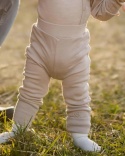 Legginsy merino niemowlęce beżowe 56/62-92/98