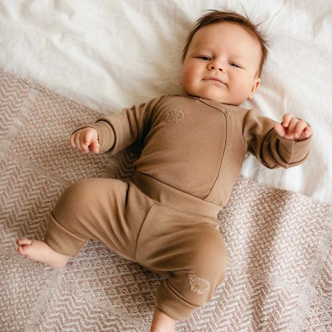 Legginsy merino niemowlęce karmelowe 56/62-92/98