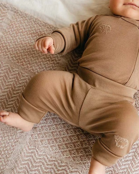 Legginsy merino niemowlęce karmelowe 56/62-92/98