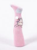 Rajstopy bawełniane do raczkowania - różowe króliczki z pomponem 3D