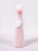 Rajstopy bawełniane do raczkowania - różowe serduszka z kwiatuszkiem 3D