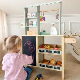 WOOPIE GREEN Duży Wielofunkcyjny Sklepik 5w1 Stragan Supermarket Restauracja Kawiarnia Kuchnia 73 el