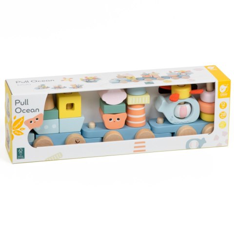 CLASSIC WORLD Drewniany pociąg z klockami do ciągnięcia Ocean 28el.