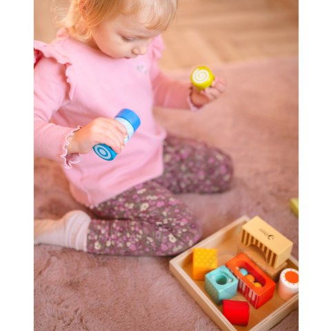 CLASSIC WORLD Drewniane klocki sensoryczne 7 Funkcji Układanka Multifunkcyjna Kształty Dźwięk MONTESSORI 14 el.