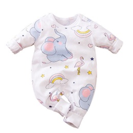 Lekka piżamka pajacyk - PASTELOWE SŁONIKI