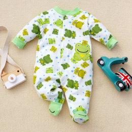 Colorful cotton romper with covered feet ZOO 62-80