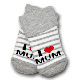 Skarpetki niemowlęce szare - I love mum