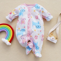Cotton romper for girls with a bunny 62-80