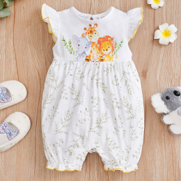 Cotton romper for girls with a bow 62-80