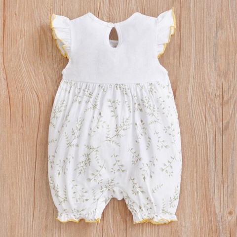Rampers na lato dla dziewczynki Zwierzątka i gałązki