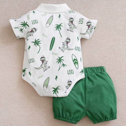 Komplet dla dziecka na lato Cool Dude zielony - spodenki + body