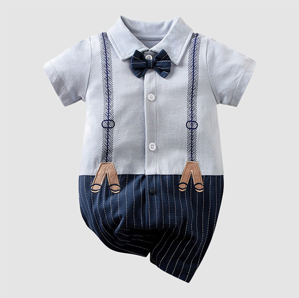 Summer baptism rompers for a boy